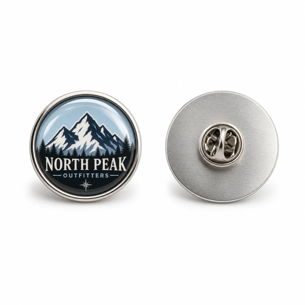 Pins metálicos personalizados com efeito domed