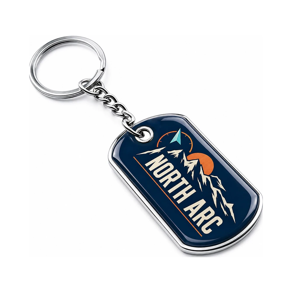 Chaveiro dog tag metálico com efeito domed 2