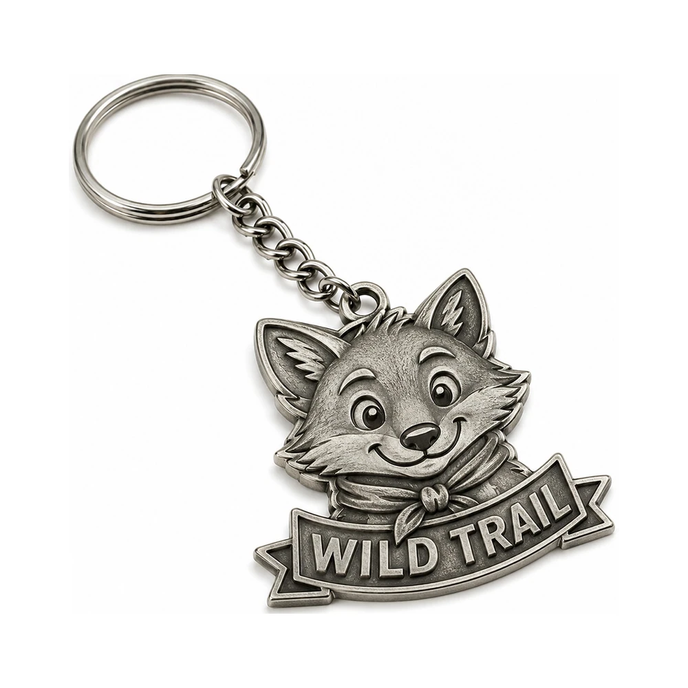 Chaveiro de metal 2D de uma cor – frente única